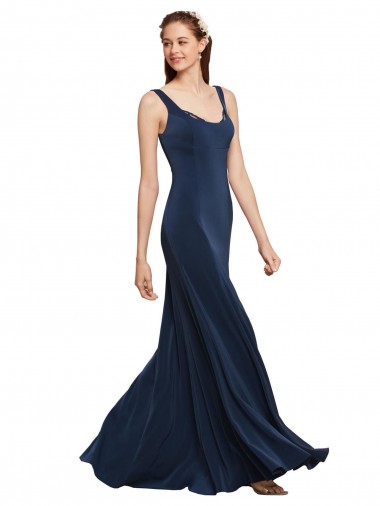 Sleeveless Round Neck Low Back Stretch Crepe A-Line Prom Dress / Bridesmaid Dress Brisbane