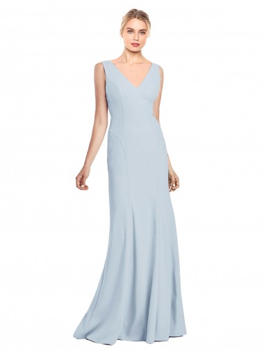 Sleeveless V-Neck Low Back Stretch Crepe Trumpet Bridesmaid Dress / Formal Dress Brisbane