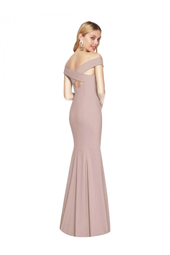 Sleeveless Off the Shoulder Criss Cross Back Stretch Crepe Trumpet Semi Formal Evening Dress / Prom Dress / Bridesmaid Dress Brisbane