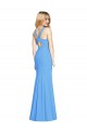 Sleeveless Peacock Blue V-Neck Keyhole Back Stretch Crepe Trumpet Semi Formal Evening Dress / Prom Dress / Bridesmaid Dress Brisbane