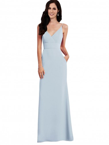 Sleeveless Spaghetti Straps V-Back Stretch Crepe Trumpet Formal Dress / Bridesmaid Dress Brisbane