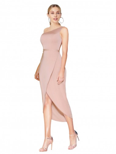 Sleeveless Mauve One Shoulder Stretch Crepe Mermaid Formal Dress / Bridesmaid Dress Brisbane