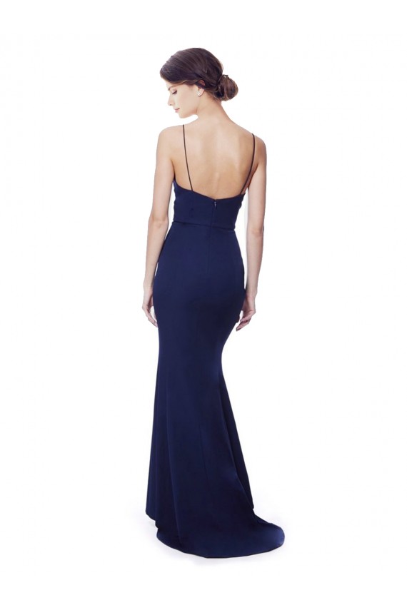 Sleeveless Spaghetti Straps Open Back Stretch Crepe Mermaid Formal Dress / Bridesmaid Dress Brisbane