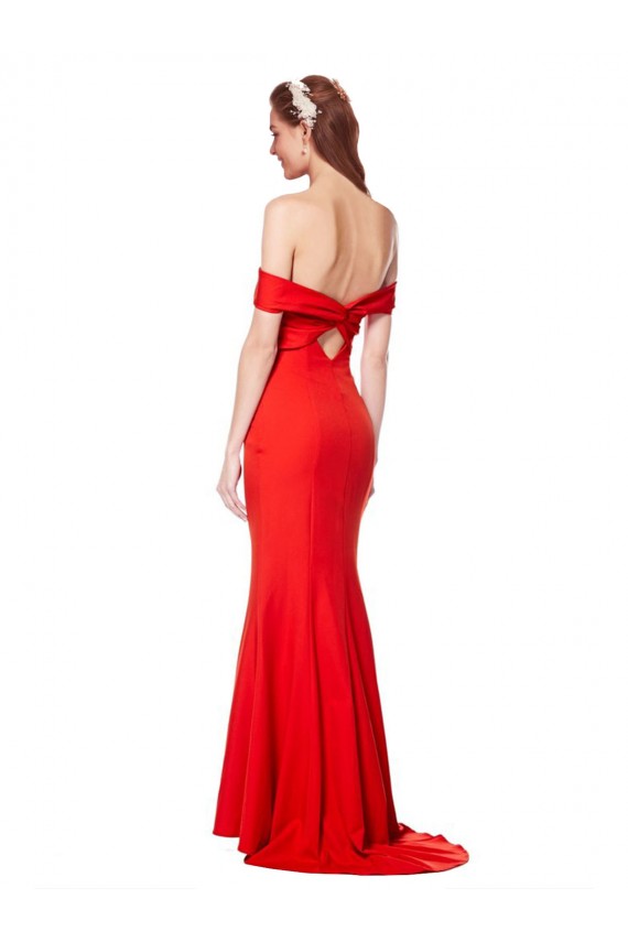 Sleeveless Red Off the Shoulder Stretch Crepe Mermaid Bridesmaid Dress / Formal Dress Brisbane