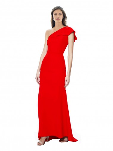 Sleeveless Red One Shoulder Stretch Crepe Mermaid Formal Dress / Bridesmaid Dress Brisbane