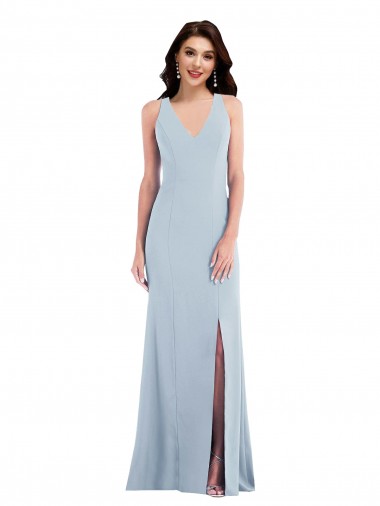 Sleeveless V-Neck Criss Cross Back Stretch Crepe Trumpet Evening Dress / Bridesmaid Dress Brisbane