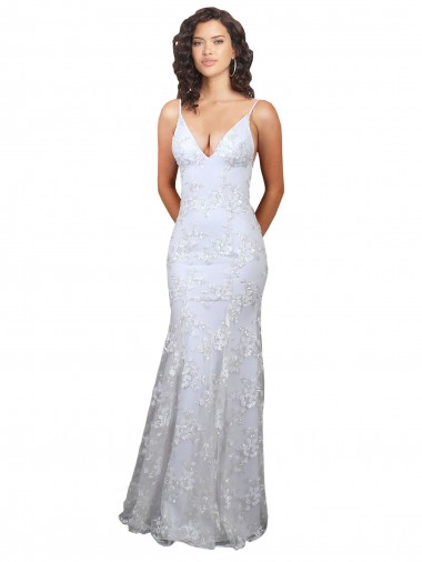 Sleeveless White V-Neck Backless Stretch Crepe & Sequin Tulle Mermaid Formal Evening Gown / Prom Dress / Bridesmaid Dress Brisbane