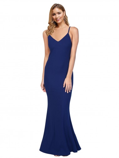 Sleeveless V-Neck Low Back Stretch Crepe Sheath Formal Dress / Bridesmaid Dress Brisbane