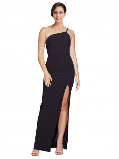 Sleeveless Black One Shoulder Stretch Crepe Sheath Formal Evening Gown / Prom Dress / Bridesmaid Dress Brisbane