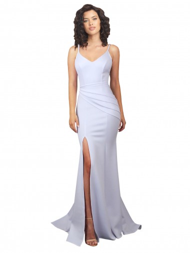 Sleeveless Spaghetti Straps Low Back Stretch Crepe Mermaid Beach Wedding Dress Brisbane