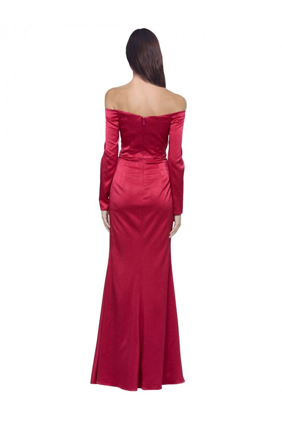 Long Sleeves Sweetheart Stretch Satin Sheath Formal Evening Gown / Prom Dress / Bridesmaid Dress Brisbane