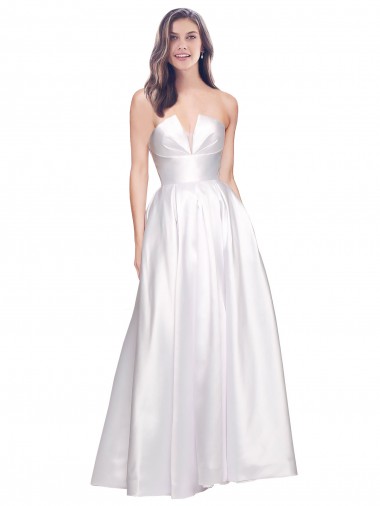 Sleeveless Strapless Low Back Stretch Satin A-Line Formal Evening Gown / Prom Dress / Bridesmaid Dress Brisbane