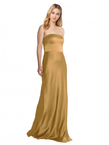 Sleeveless Strapless Stretch Satin A-Line Formal Evening Gown / Prom Dress / Bridesmaid Dress Brisbane