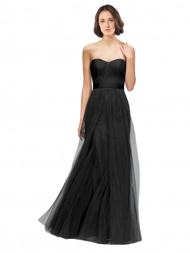 Sleeveless Black Sweetheart Tulle A-Line Bridesmaid Dresses Brisbane