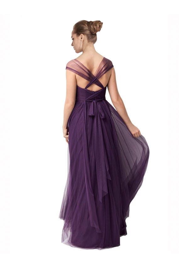 Cap Sleeves Plum Purple Sweetheart Tulle A-Line Bridesmaid Dress Brisbane