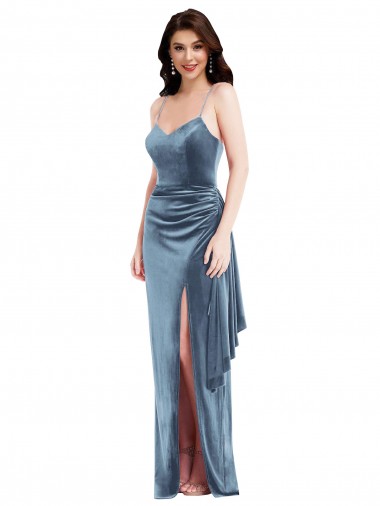 Sleeveless Spaghetti Straps Low Back Stretch Velvet Trumpet Formal Evening Gown / Prom Dress / Bridesmaid Dress Brisbane