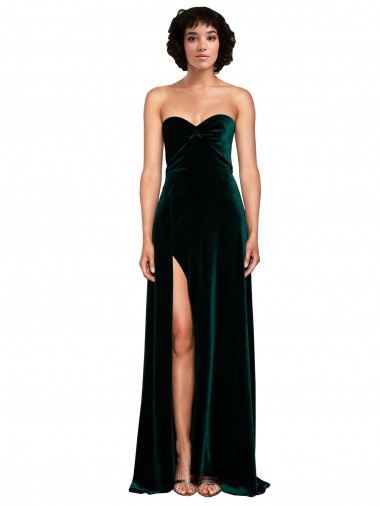 Sleeveless Dark Green Sweetheart Low Back Stretch Velvet A-Line Semi Formal Evening Dress / Prom Dress / Bridesmaid Dress Brisbane